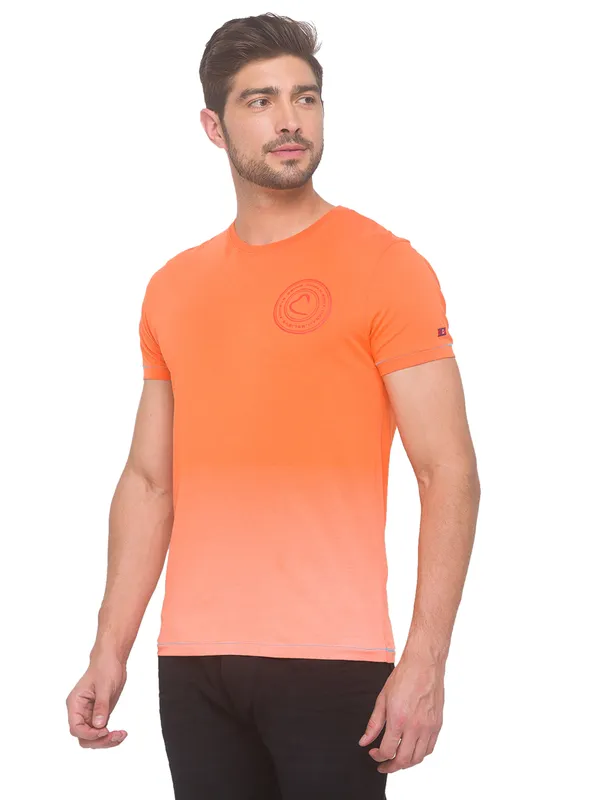Being Human Clothing Men Slim Fit Crew Neck T-Shirts-Orange