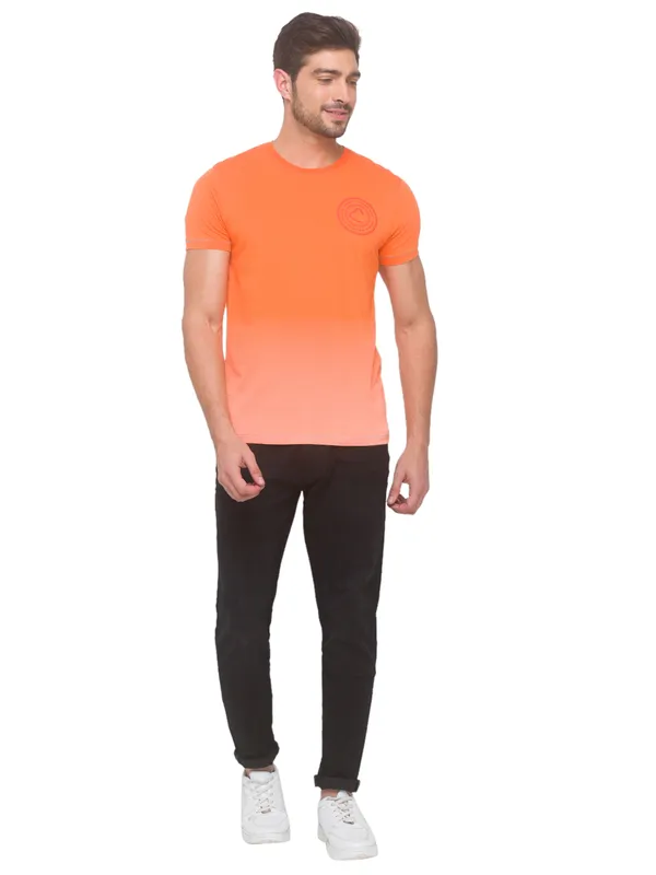 Being Human Clothing Men Slim Fit Crew Neck T-Shirts-Orange