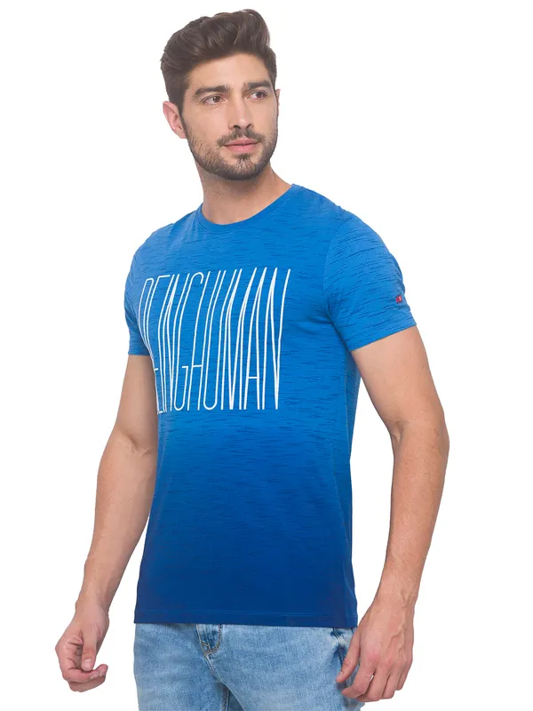 Being Human Slim Fit Men Crew Neck T-Shirts-Blue