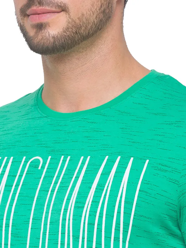 Being Human Slim Fit Men Crew Neck T-Shirts-Ming Green