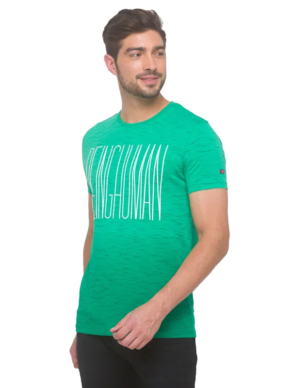 Being Human Slim Fit Men Crew Neck T-Shirts-Ming Green