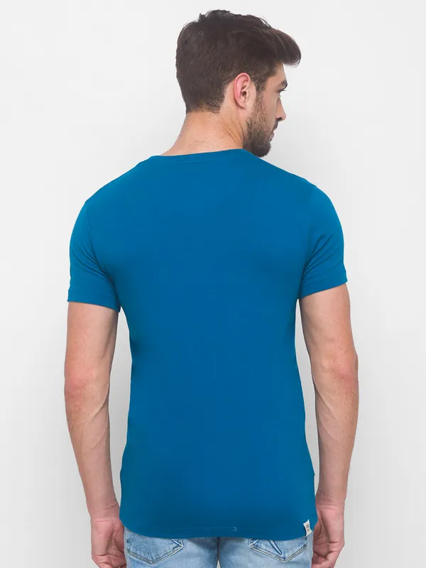 Being Human Regular Fit Men Crew Neck T-Shirts-Marine Blue