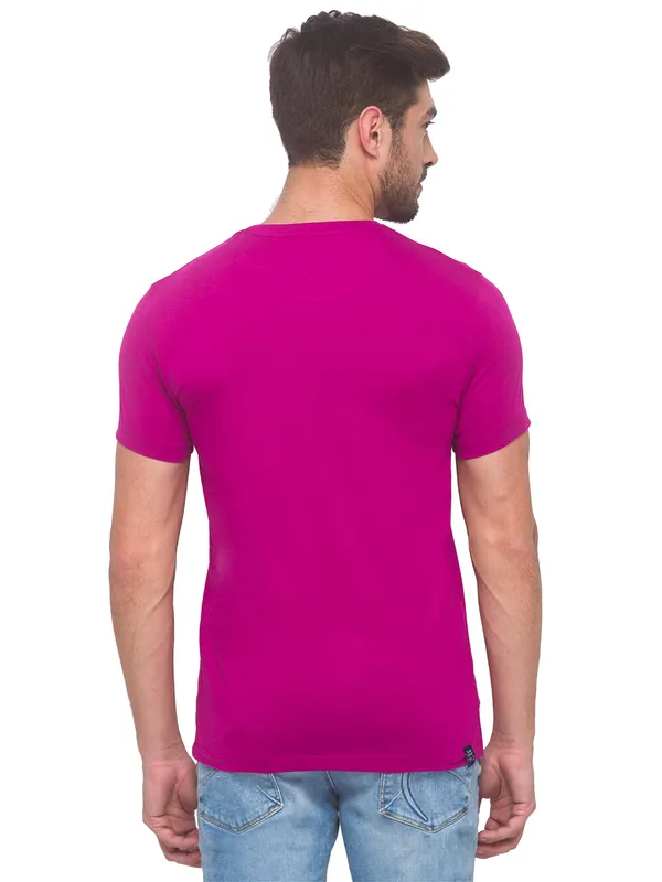 Being Human Regular Fit Men Crew Neck T-Shirts-Fuchsia
