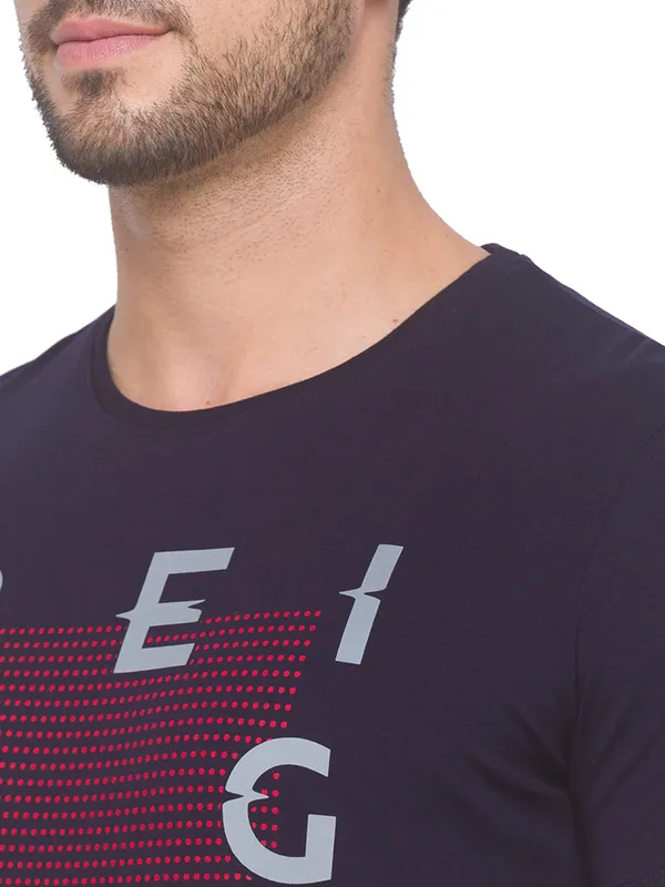 Being Human Regular Fit Men Crew Neck T-Shirts-Navy