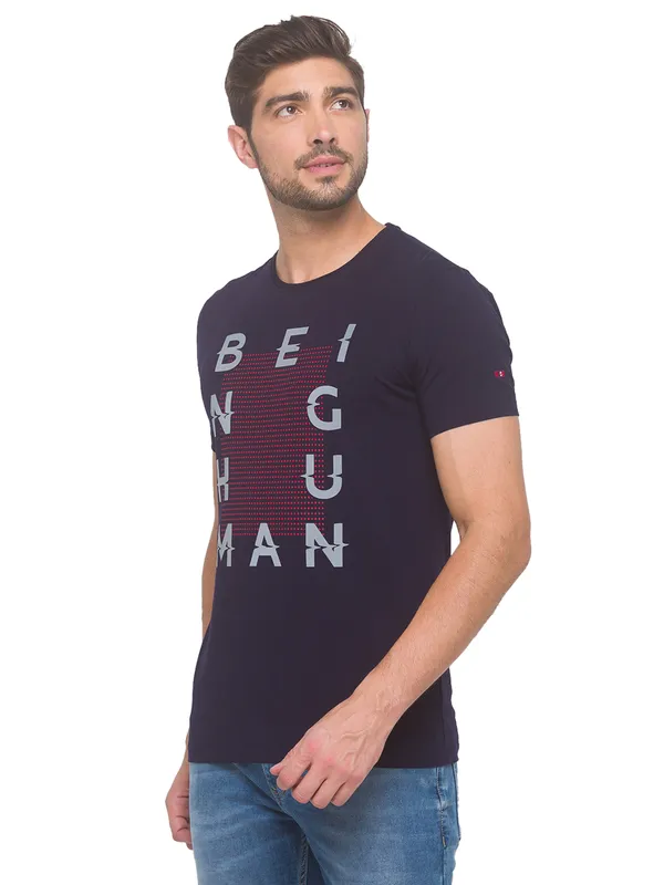 Being Human Regular Fit Men Crew Neck T-Shirts-Navy