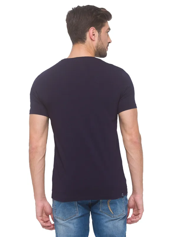 Being Human Regular Fit Men Crew Neck T-Shirts-Navy