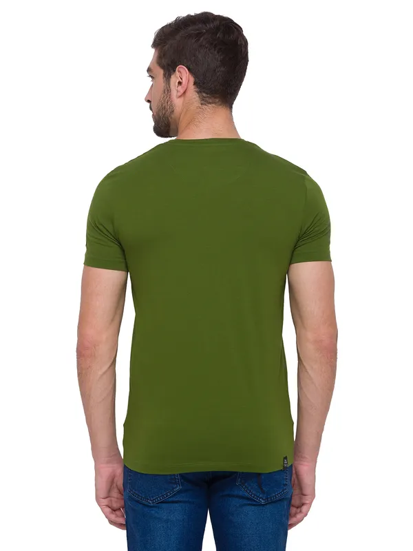 Being Human Clothing Men Regular Fit Crew Neck T-Shirts-Cactus Green