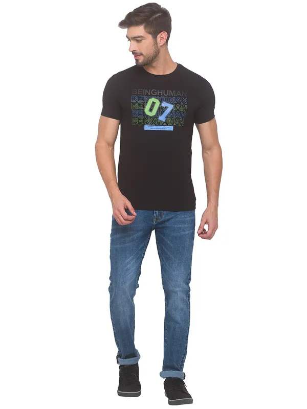 Being Human Clothing Men Regular Fit Crew Neck T-Shirts-Black
