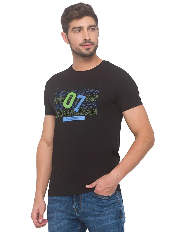 Being Human Clothing Men Regular Fit Crew Neck T-Shirts-Black