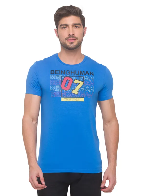 Being Human Clothing Men Regular Fit Crew Neck T-Shirts-Blue