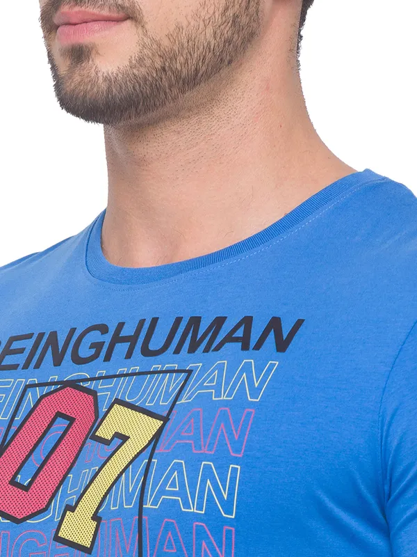 Being Human Clothing Men Regular Fit Crew Neck T-Shirts-Blue
