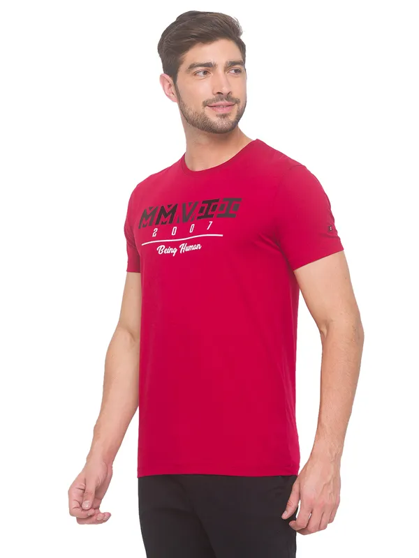 Being Human Regular Fit Men Crew Neck T-Shirts-Red