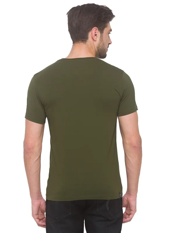 Being Human Regular Fit Men Crew Neck T-Shirts-Forest Green