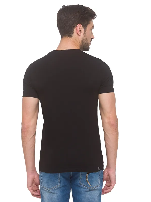 Being Human Regular Fit Men Crew Neck T-Shirts-Black