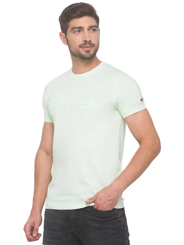 Being Human Slim Fit Men Crew Neck T-Shirts-Avocado