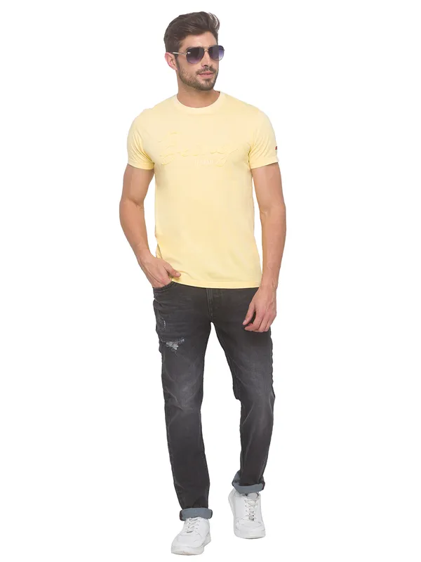 Being Human Slim Fit Men Crew Neck T-Shirts-Sun