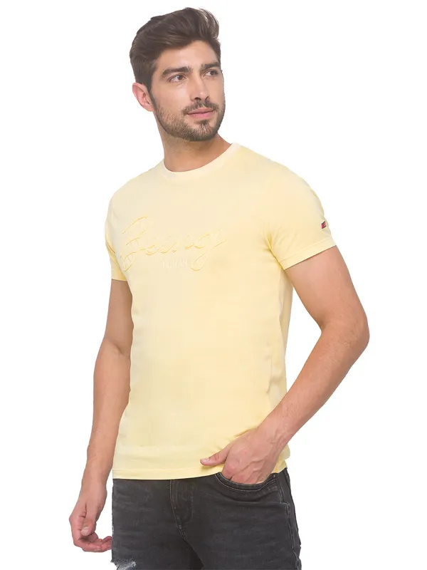 Being Human Slim Fit Men Crew Neck T-Shirts-Sun