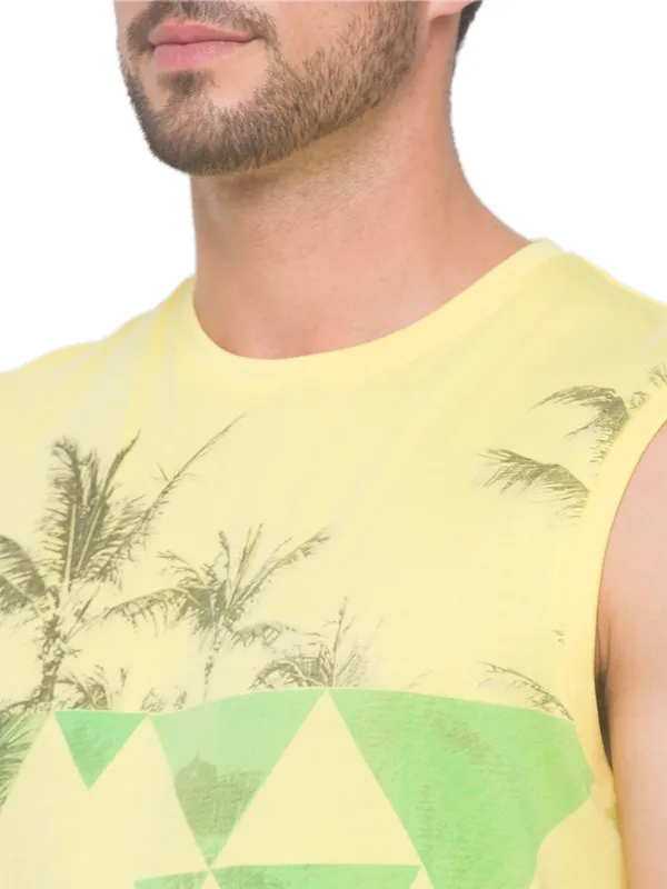 Being Human Clothing Men Regular Fit Crew Neck T-Shirts-Pale Yellow