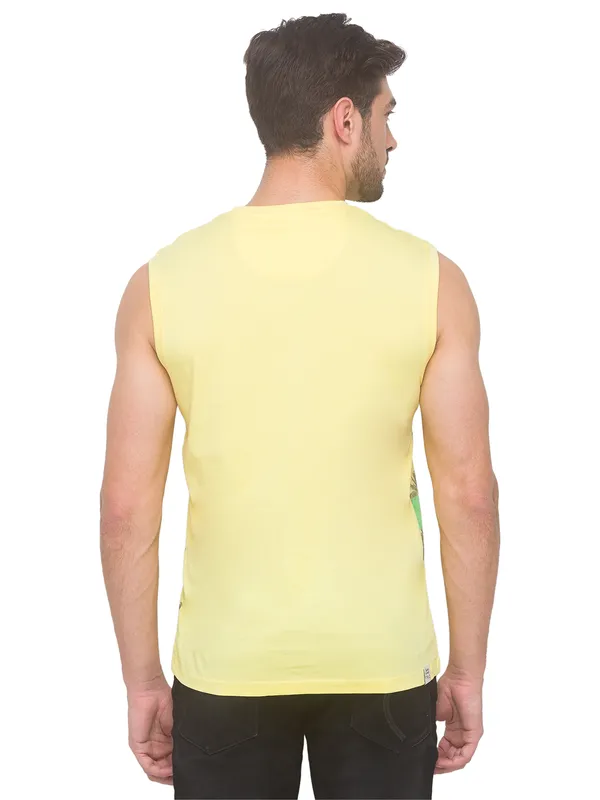 Being Human Clothing Men Regular Fit Crew Neck T-Shirts-Pale Yellow