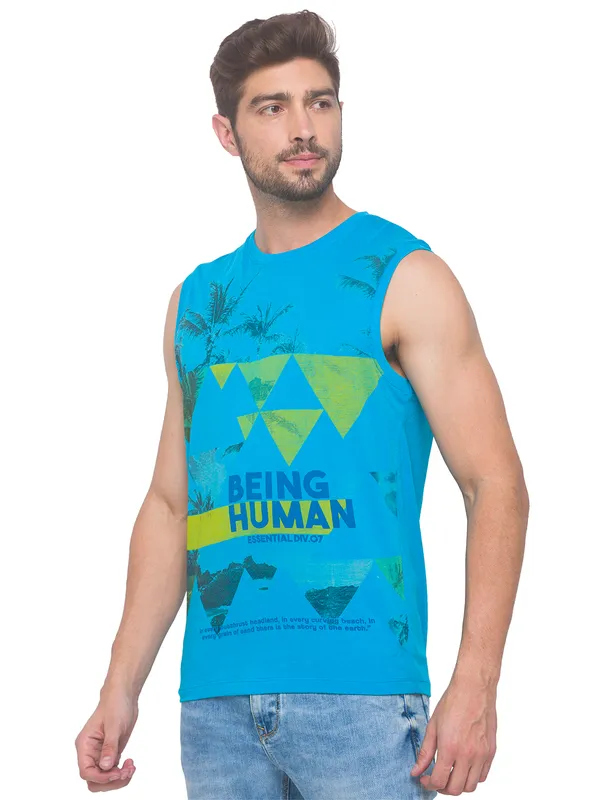 Being Human Clothing Men Regular Fit Crew Neck T-Shirts-Scuba Blue