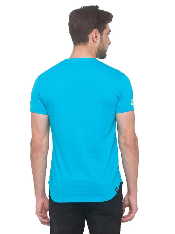 Being Human Regular Fit Men Crew Neck T-Shirts-Scuba Blue