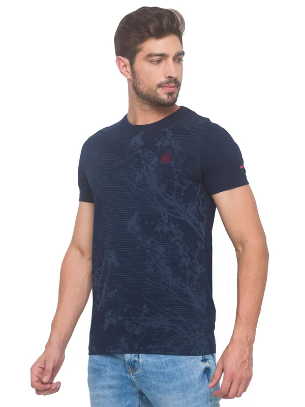 Being Human Slim Fit Men Crew Neck T-Shirts-Navy