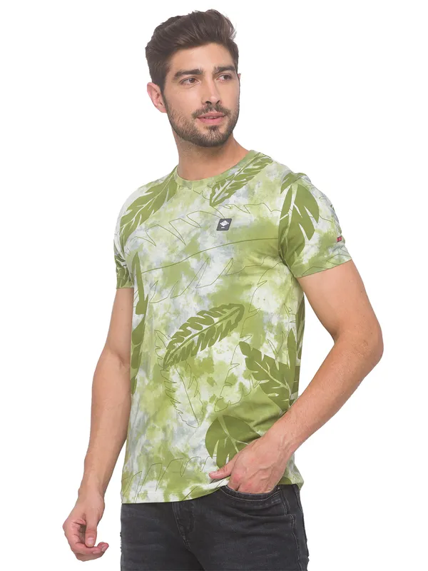 Being Human Slim Fit Men Crew Neck T-Shirts-Light Green