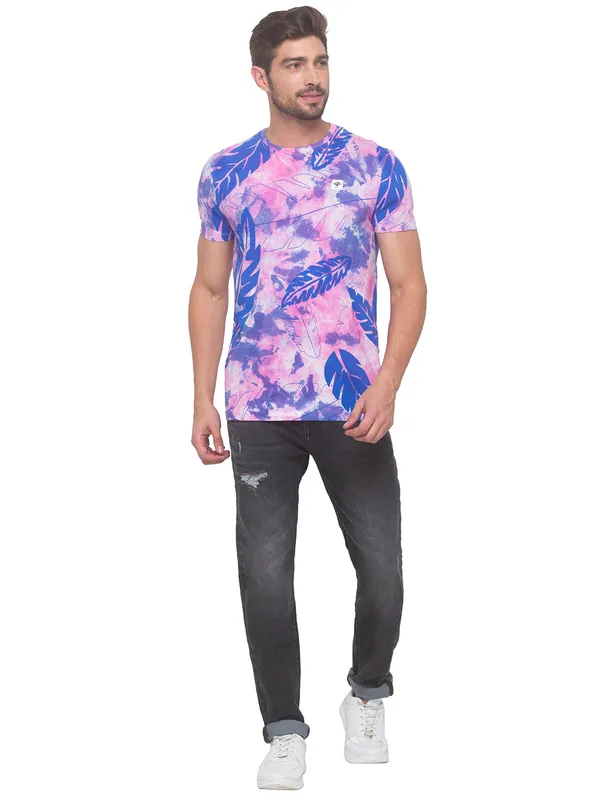 Being Human Slim Fit Men Crew Neck T-Shirts-Pale Pink