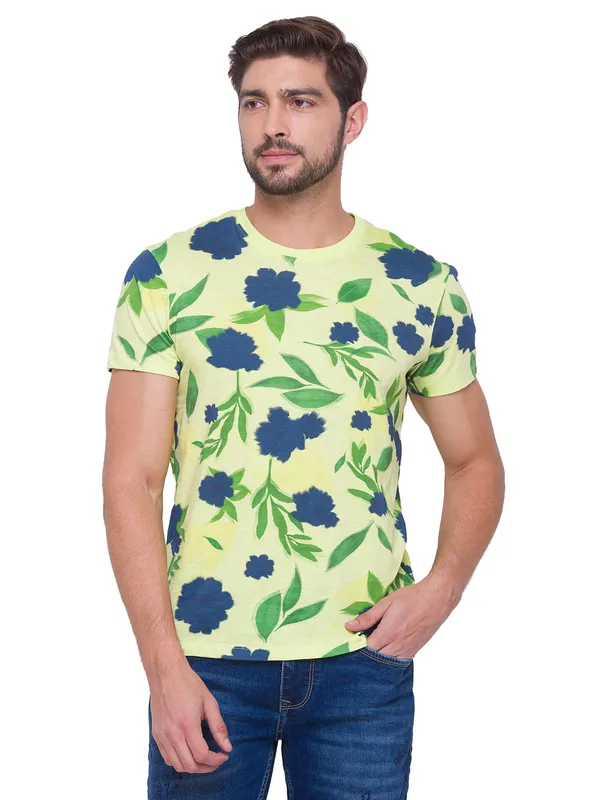 Being Human Clothing Men Regular Fit Crew Neck T-Shirts-Wax Yellow