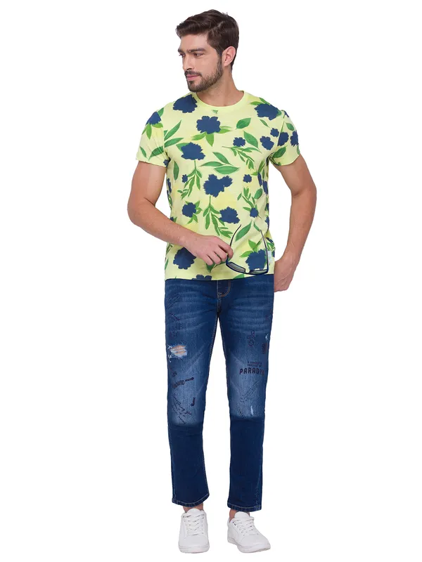 Being Human Clothing Men Regular Fit Crew Neck T-Shirts-Wax Yellow