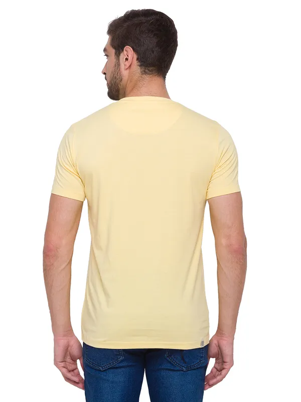 Being Human Clothing Men Regular Fit Crew Neck T-Shirts-Pale Yellow