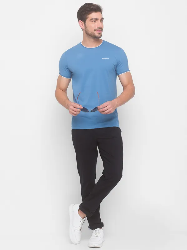 Being Human Clothing Men Regular Fit Crew Neck T-Shirts-Blue