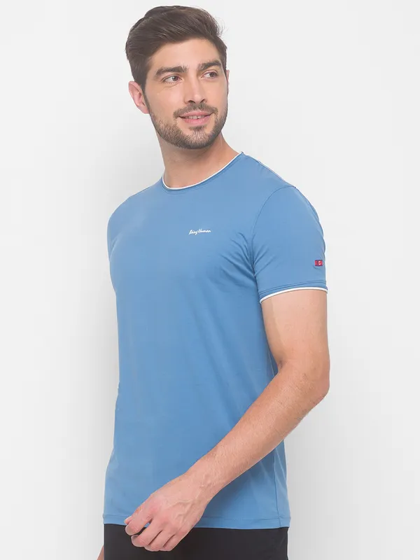 Being Human Clothing Men Regular Fit Crew Neck T-Shirts-Blue