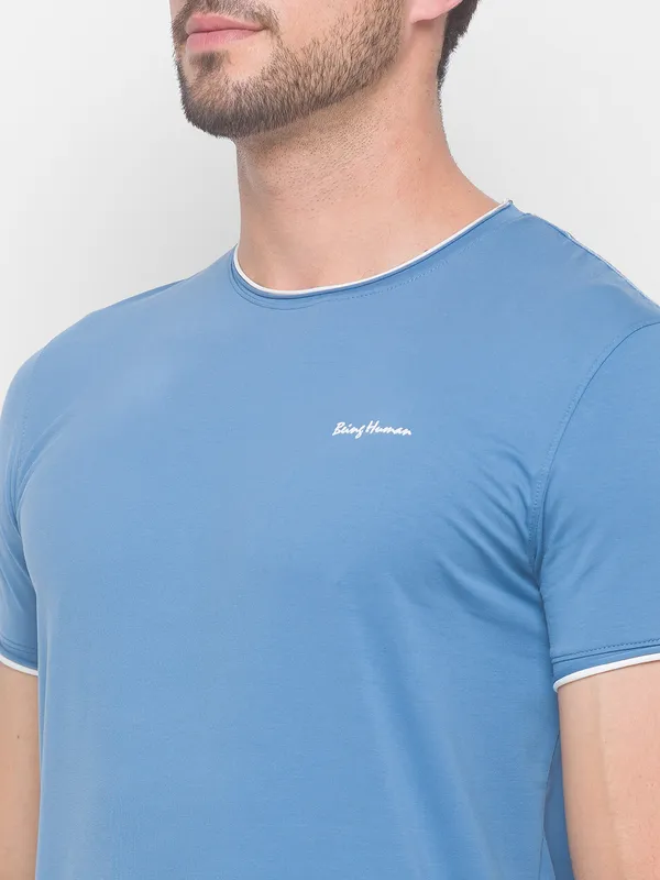 Being Human Clothing Men Regular Fit Crew Neck T-Shirts-Blue