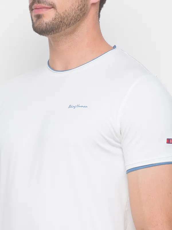 Being Human Clothing Men Regular Fit Crew Neck T-Shirts-White
