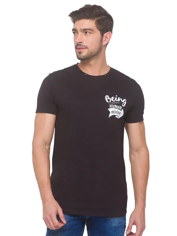 Being Human Regular Fit Men Crew Neck T-Shirts-Black