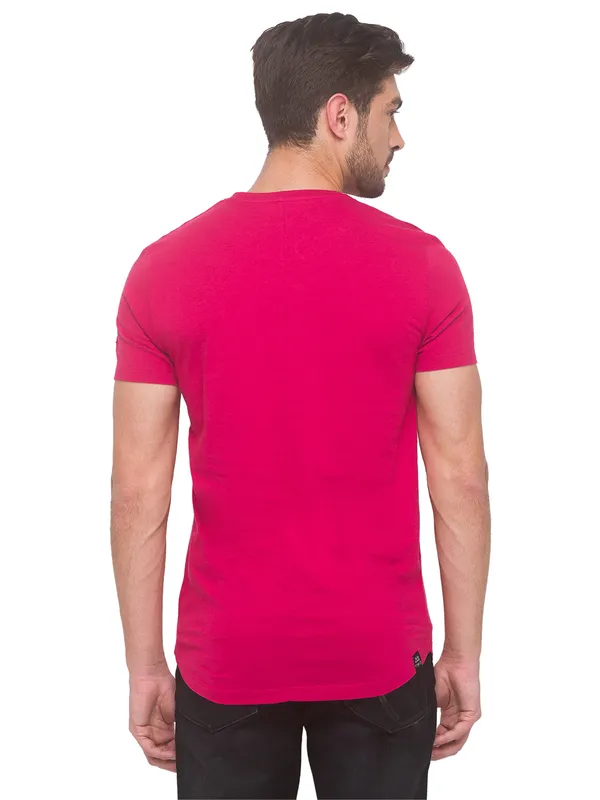 Being Human Regular Fit Men Crew Neck T-Shirts-Electric Magenta