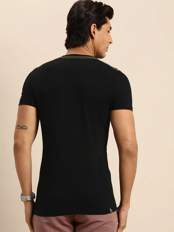 Being Human Regular Fit Men Crew Neck T-Shirts-Black