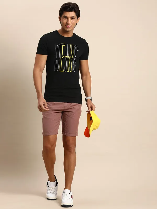 Being Human Regular Fit Men Crew Neck T-Shirts-Black