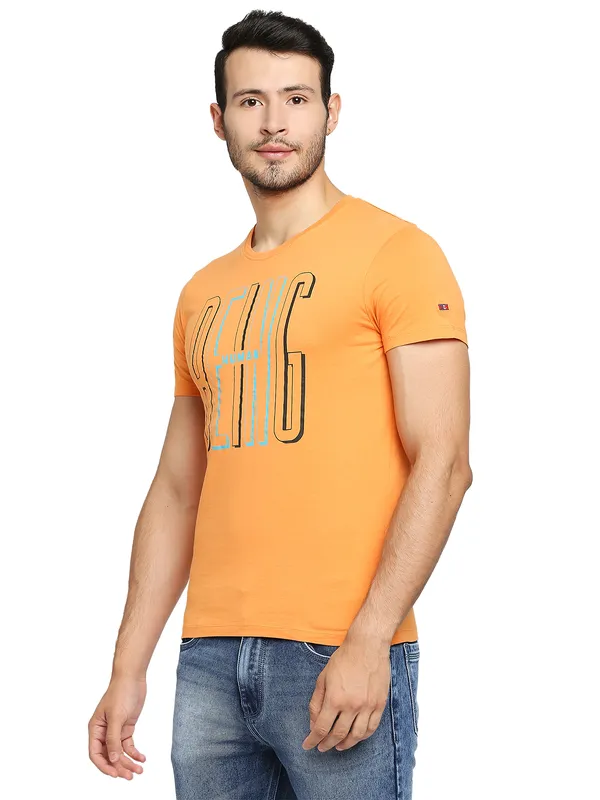 Being Human Regular Fit Men Crew Neck T-Shirts-Orange
