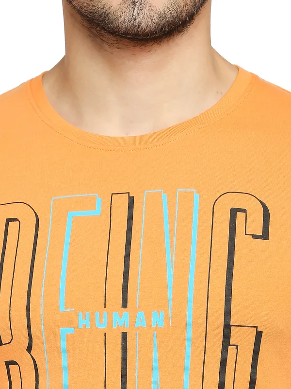 Being Human Regular Fit Men Crew Neck T-Shirts-Orange