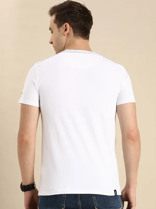 Being Human Regular Fit Men Crew Neck T-Shirts-White
