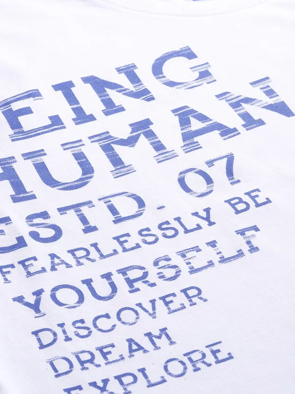 Being Human Regular Fit Men Crew Neck T-Shirts-White