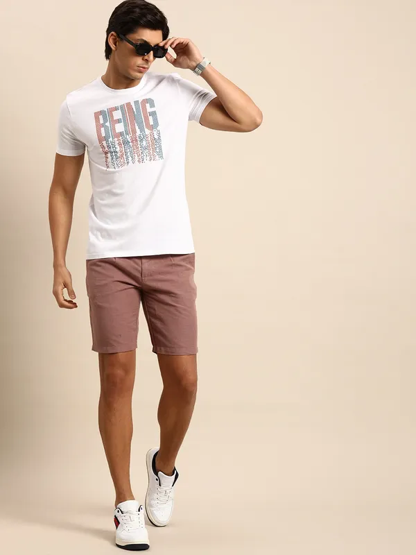 Being Human Regular Fit Men Crew Neck T-Shirts-White