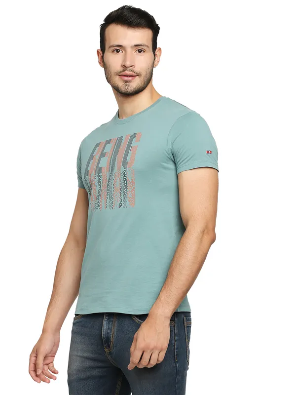 Being Human Regular Fit Men Crew Neck T-Shirts-Dusty Green