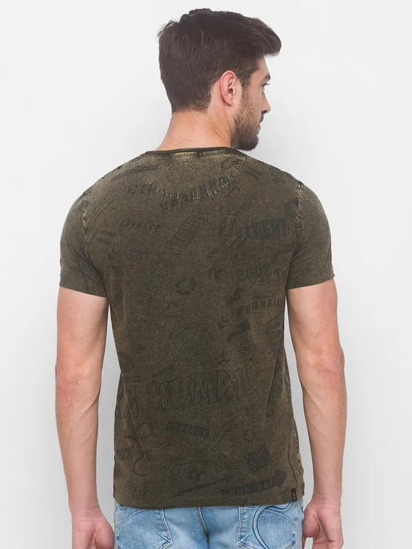 Being Human Slim Fit Men Crew Neck T-Shirts-Cactus Green