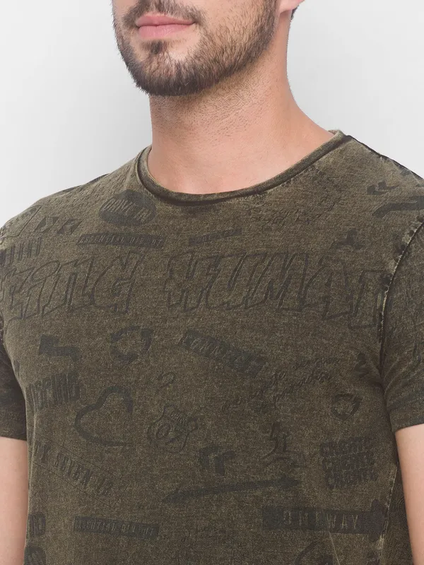 Being Human Slim Fit Men Crew Neck T-Shirts-Cactus Green
