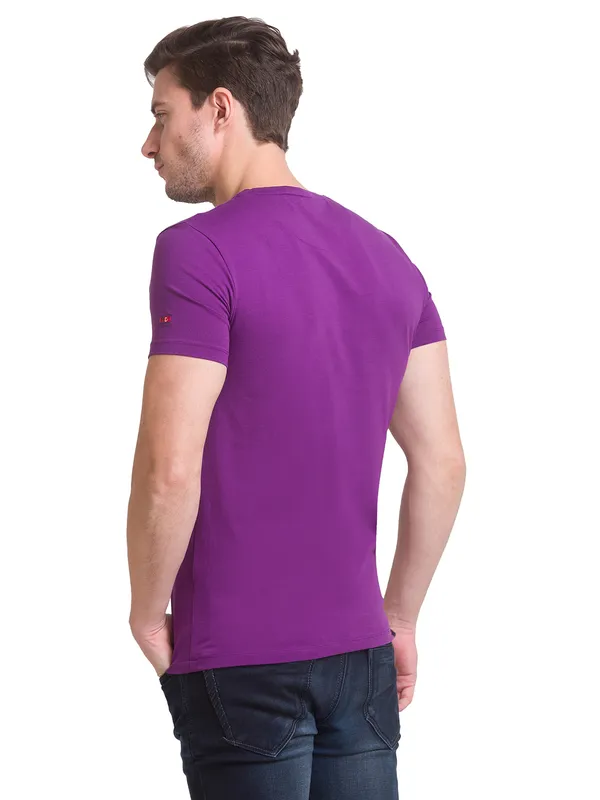 Being Human Clothing Men Regular Fit Crew Neck T-Shirts-Violet