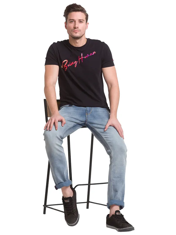 Being Human Clothing Men Regular Fit Crew Neck T-Shirts-Black