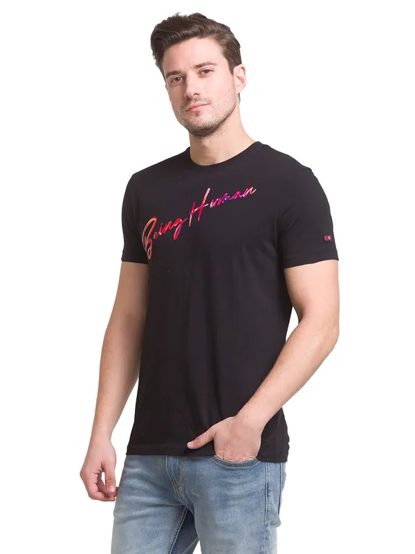 Being Human Clothing Men Regular Fit Crew Neck T-Shirts-Black
